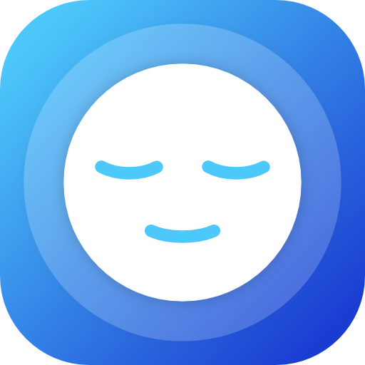 MindShift CBT App Logo consisting of a peaceful white face in the centre of a blue square with rounded edges.