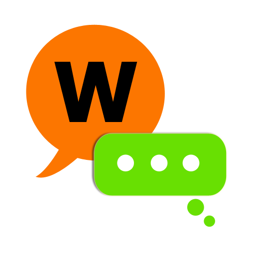 WhatsUp? logo consisting of two speech bubbles, one orange and one green.
